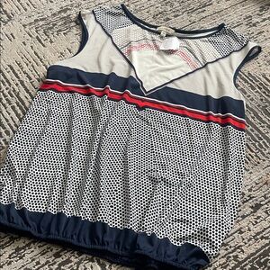 Max Studio Navy and Red Sleeveless Blouse